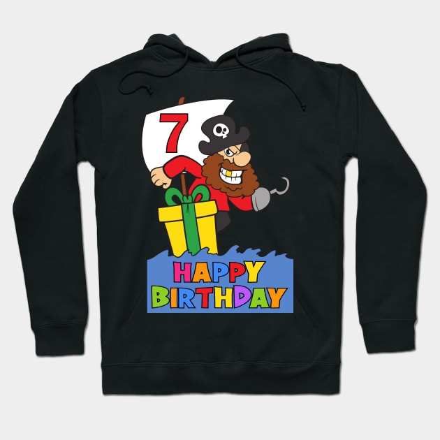 7th Birthday Party 7 Year Old Seven Years Hoodie by KidsBirthdayPartyShirts